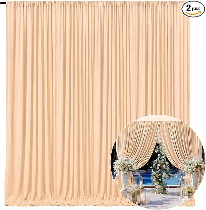 10 x 10 Feet Champagne Backdrop Curtain for Partie, Background Curtains for P...