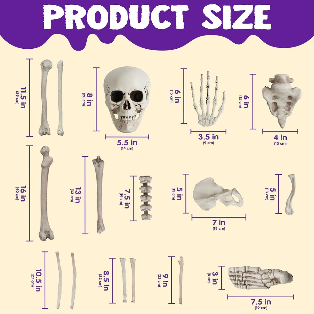 JOYIN 28 PCS Halloween Decorations Skeleton Bones and Skull Kit, Indoor Outdo...