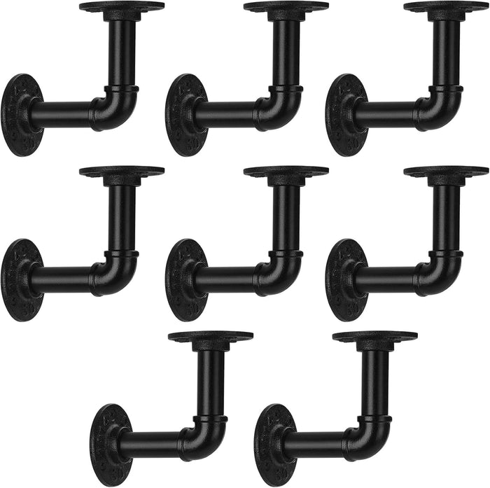 1/2" Pipe Shelf Bracket，Wall Mounted Floating Shelf Bracket, Steam Punk Decor Hanging Wall Metal Bracket, Heavy Duty Decorative Rustic Shelving Bracket (8, 4.5*4.5"(11.5*11.5cm))