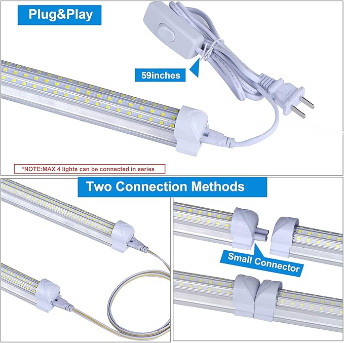20 Pack, 8FT LED Shop Light Fixture, 144W 15500LM 6000K Cool White, High Output