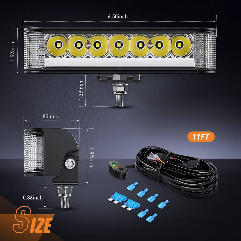 Nilight Pro Series 6.5 Inch Side Shooter LED Pod Lights with DRL 2089LM