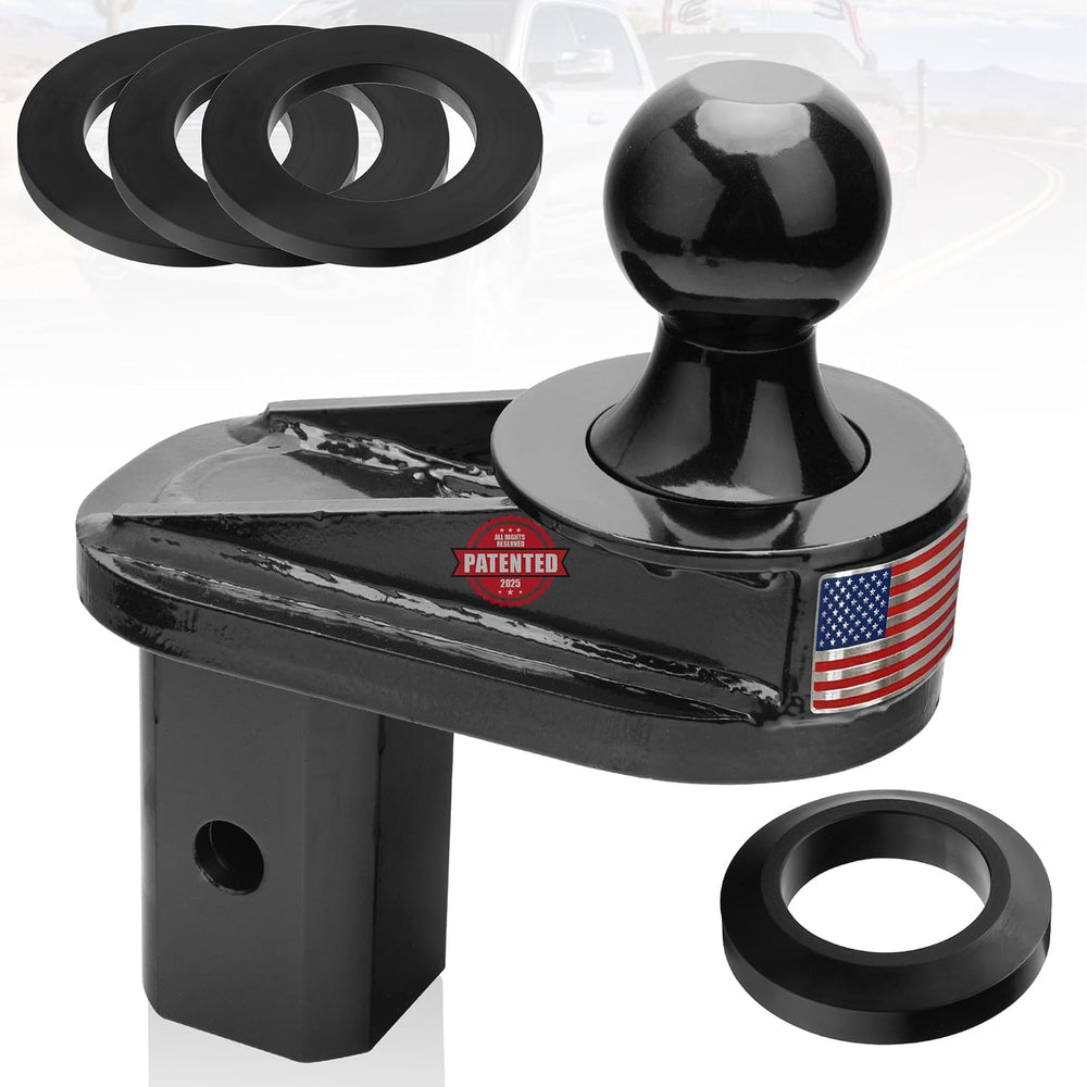 4" Offset Gooseneck Ball Extender for Short Bed Trucks, Square Base 2-5/...
