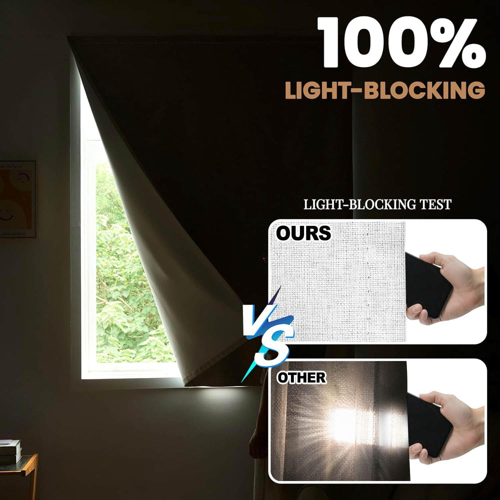 Jilron Adhesive Curtain,100% Blackout Shades,No Rod,Easy to Install,Provides ...