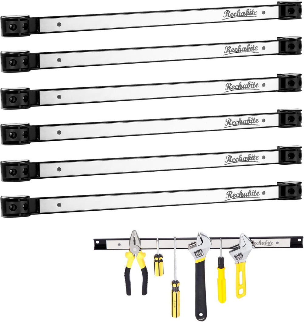6 Pieces 18" Magnetic Tool Holder Strip, Stainless Steel Surface Tool Ma...