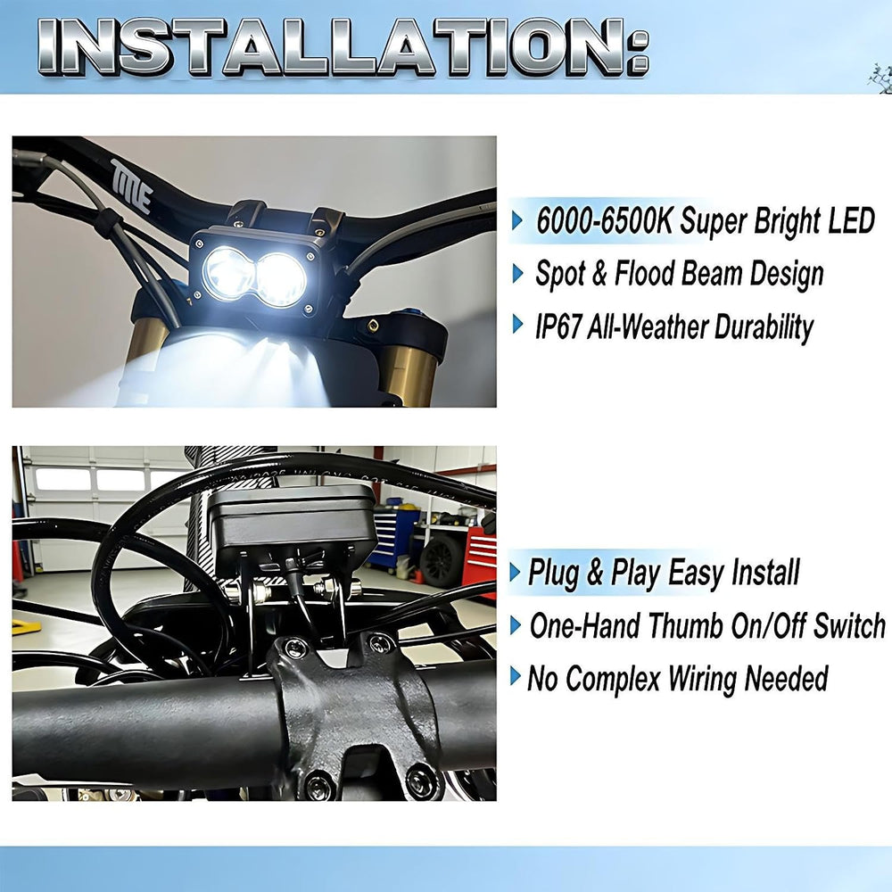 Headlight Kit 6000-6500K Crystal White LED Light Bar with Switch for Sur-Ron ...