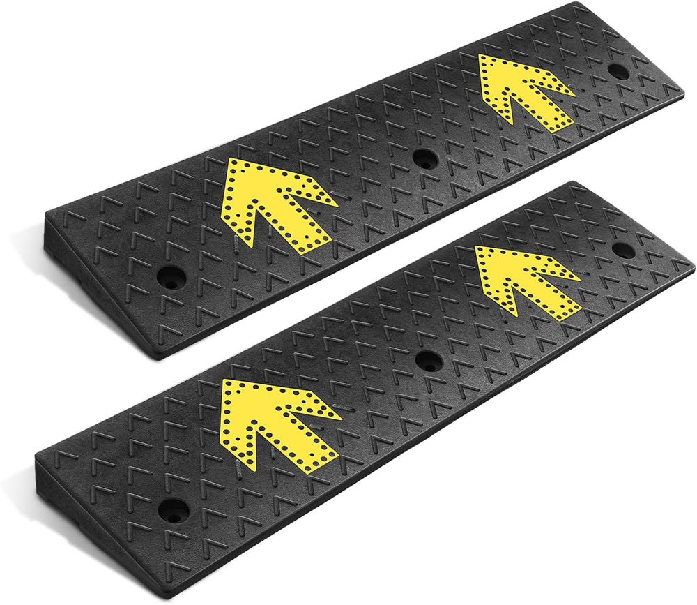 DNA MOTORING 2pcs 2.2" Rise Rubber Arrow Curb Ramp Heavy Duty Loading Dr...