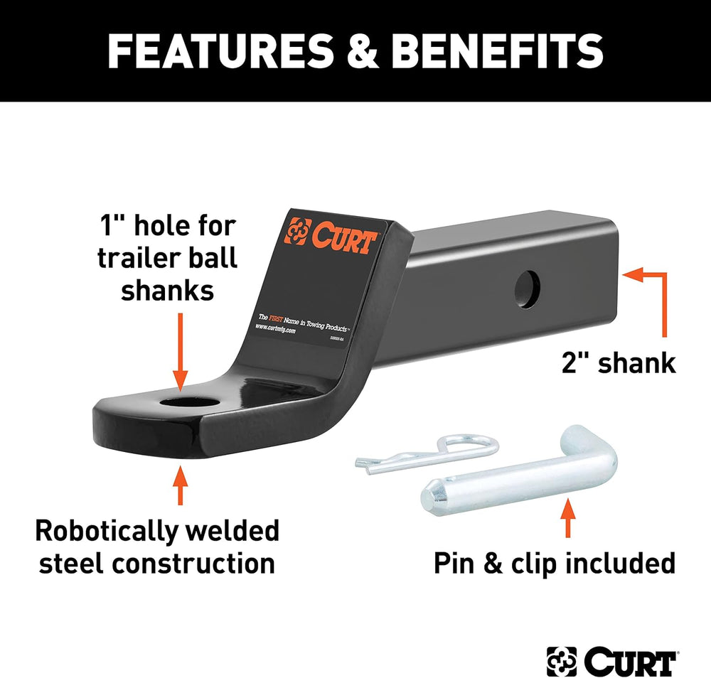CURT Manufacturing 45032 Class III 2" Ball Mount, Packaged with Pin and ...