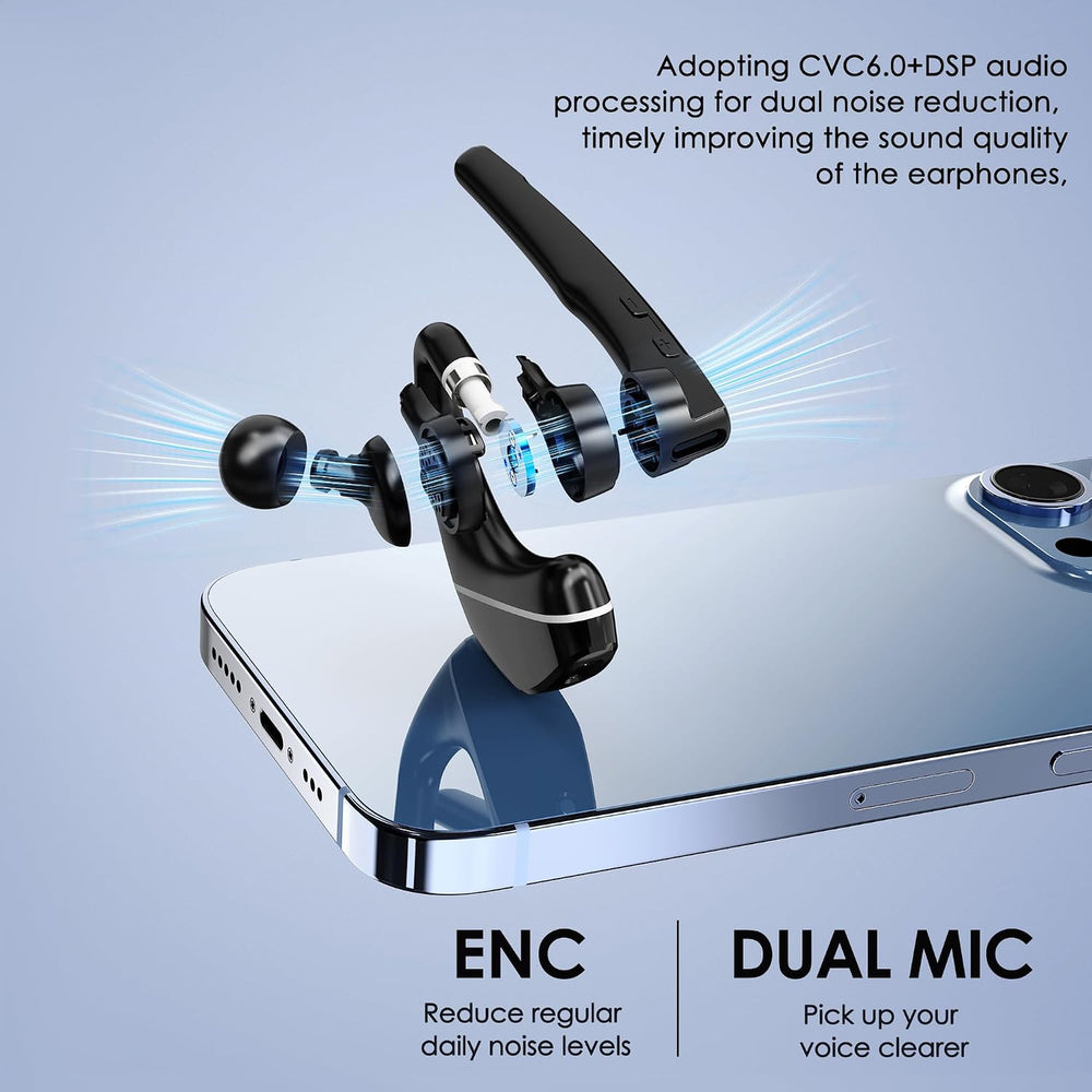 EKVANBEL Bluetooth Headset V5.3, Wireless Earpiece with 1000mAh Charging Case...