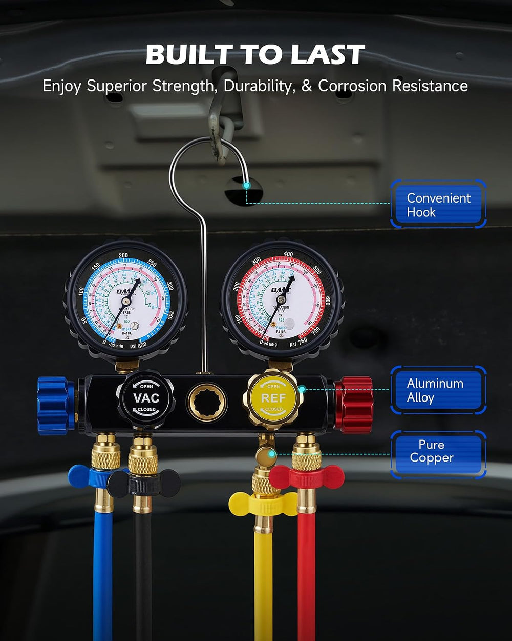 OMT 4 Way Automotive AC Diagnostic Manifold Gauge Set For R134a R410a R22