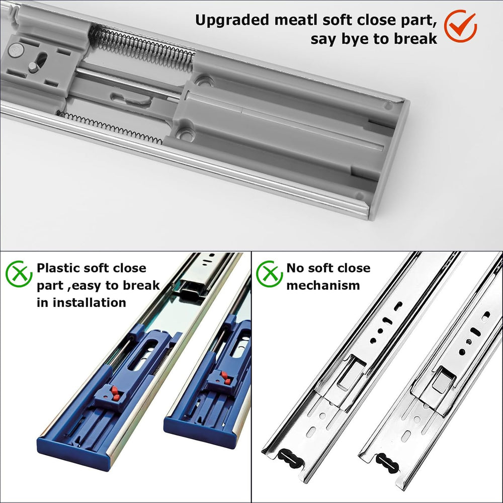 LONTAN 6 Pairs 18 Inch Soft Close Drawer Slides Heavy Duty 100lb Capacity