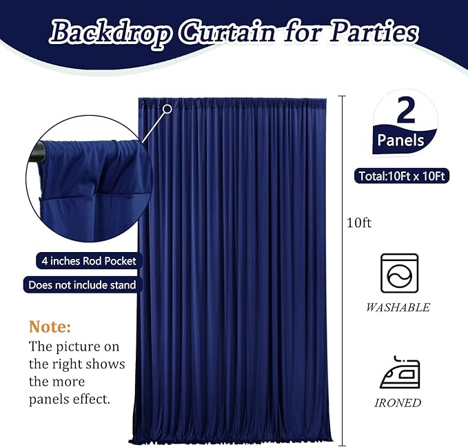 10 x 10 Feet Royal Blue Backdrop Curtain for Partie, Background Curtains for ...