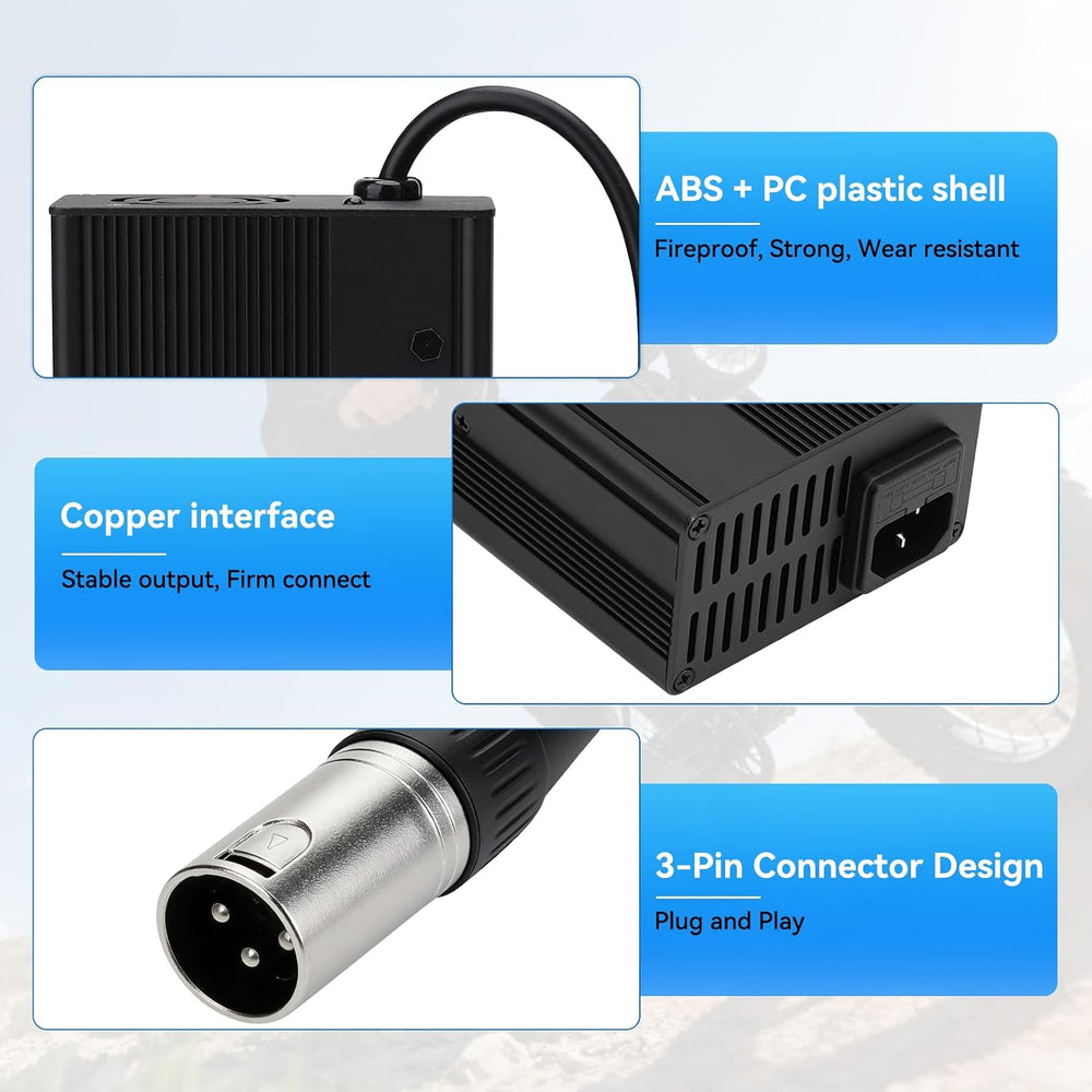 Upgraded Fast Charging 3-Pin 48V 5A Battery Charger for Q20 Ridstar, Battery ...