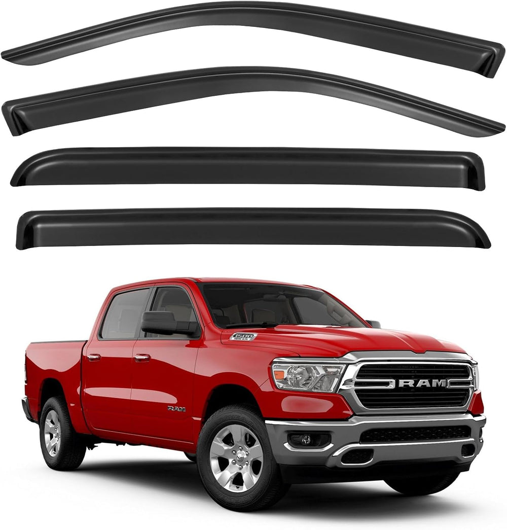 Window Visors Rain Guards for 2019-2025 Dodge Ram 1500 Crew Cab, Out-Channel