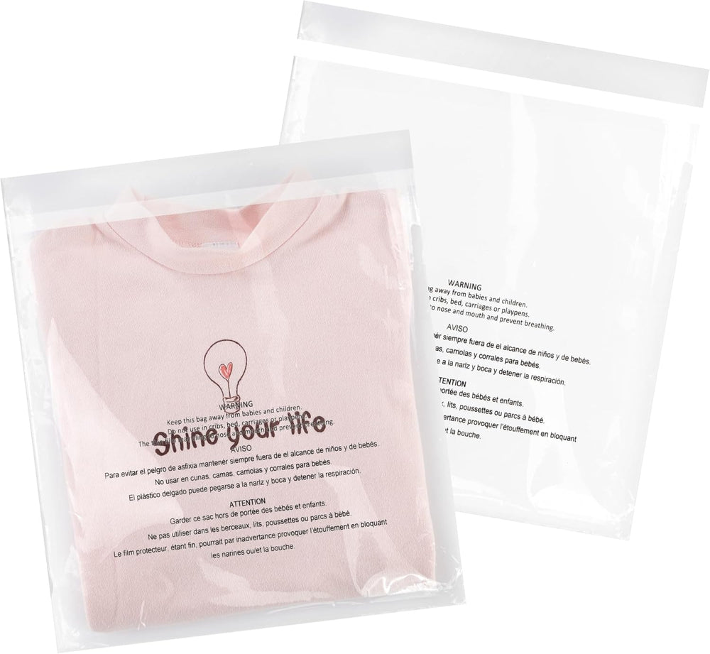 iMailer - 500 Pcs - 10" x 13" Clear Poly Bags with Suffocation Warning