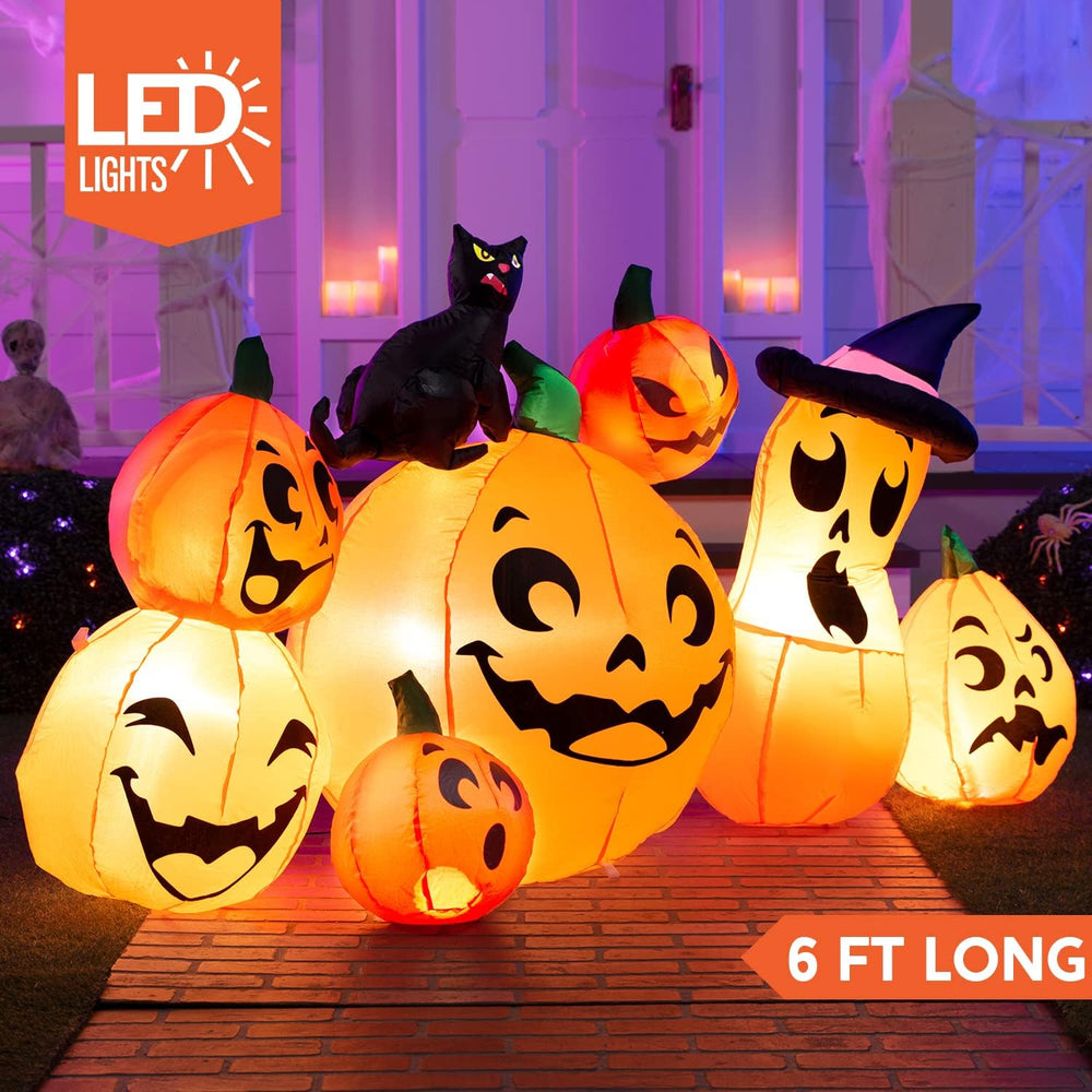 Joiedomi 6 FT Long Halloween Inflatable Outdoor Decorations, Pumpkin Blow Up ...