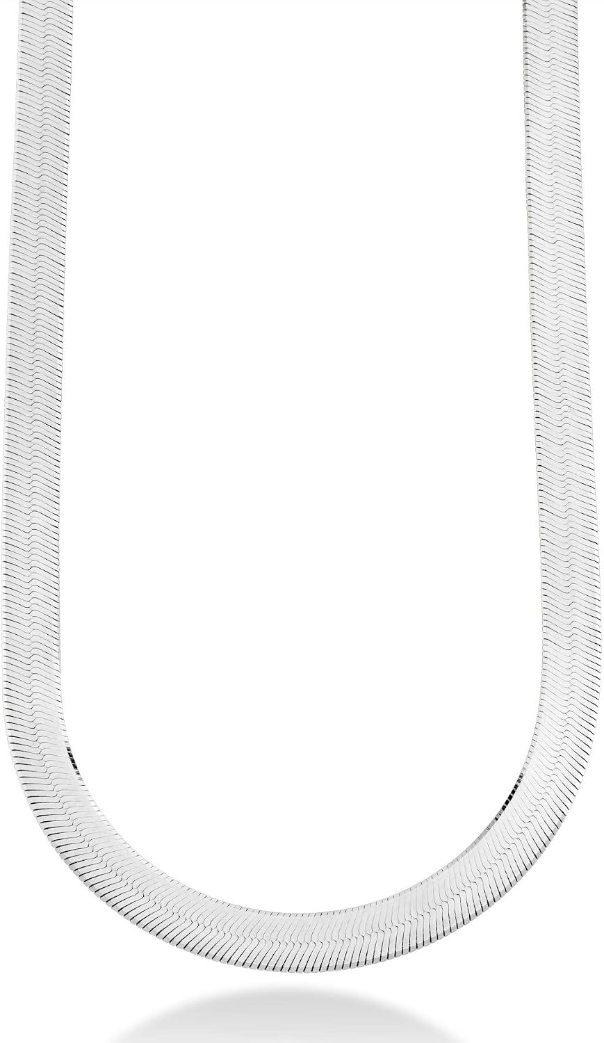 Miabella Italian 925 Sterling Silver 10mm Herringbone Necklace Women Men