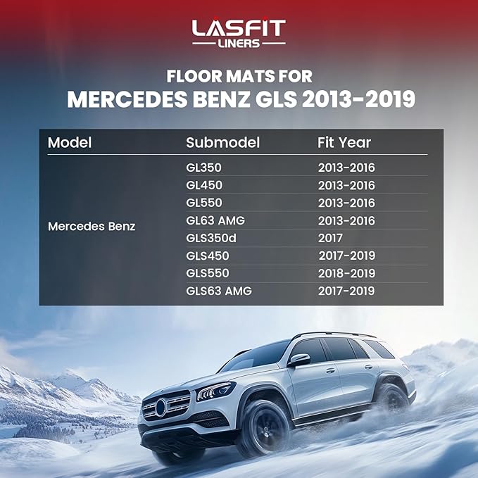 LASFIT Floor Mats Fit for Mercedes Benz GLS 2017-2019 350d / 450/550 / 63 AMG