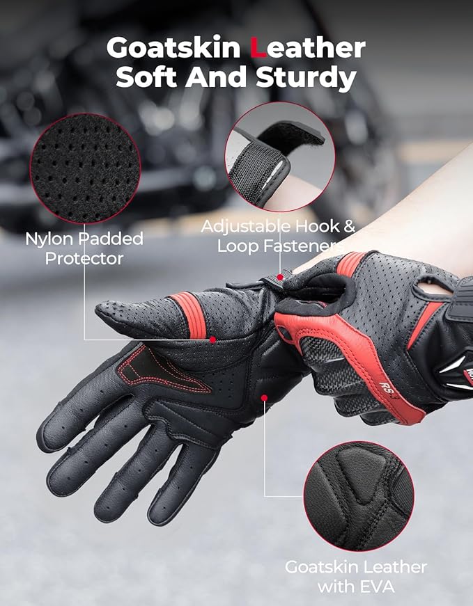 KEMIMOTO Sheepskin Leather Motorcycle Gloves