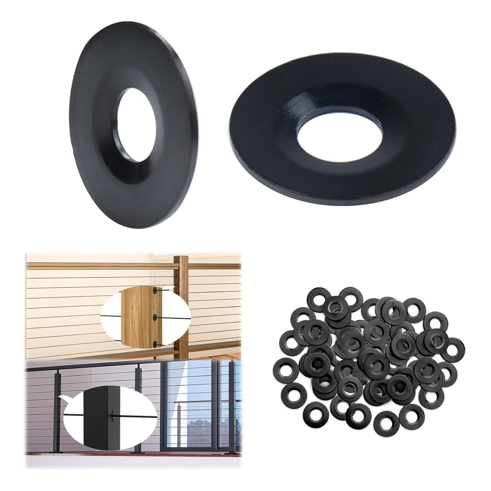 Muzata 100Pack Black Cable Railing Hardware OD 3/4" Adhesive Washer CR91