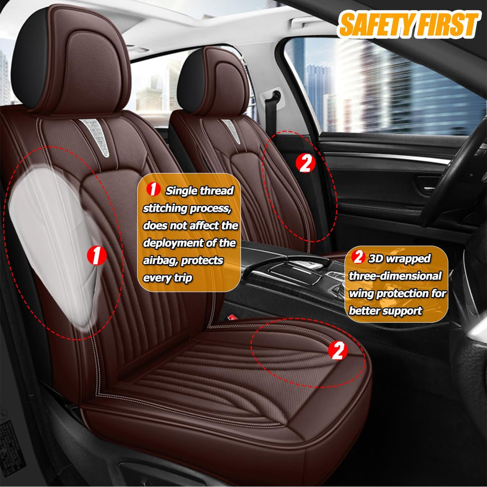 Car Seat Covers Full Set for 5 Seats - Nappa Leather 3D Foam Back Support, Su...
