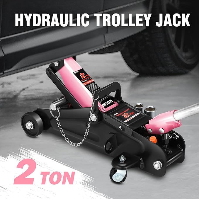 DNA MOTORING Floor Jack with Socket and Lock, Low Profile Hydraulic Trolley J...