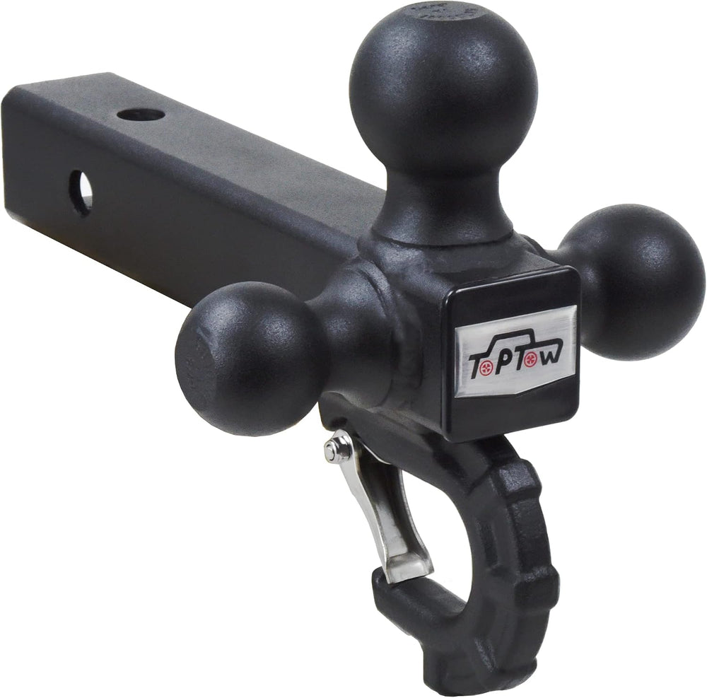 TOPTOW Trailer Hitch Tri-Ball Hitch with Hitch Balls & Beast Tow Hook Mat...