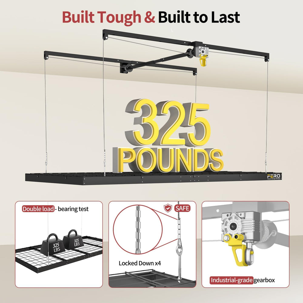 Garage Ceiling Storage Racks – 4x8 FT Overhead Garage Storage Rack with Safet...