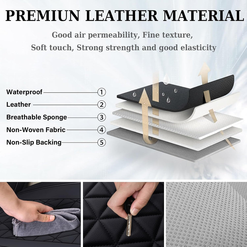 Coverado Car Seat Covers Full Set, Leather RAM 1500 Seat Covers Protectors Co...