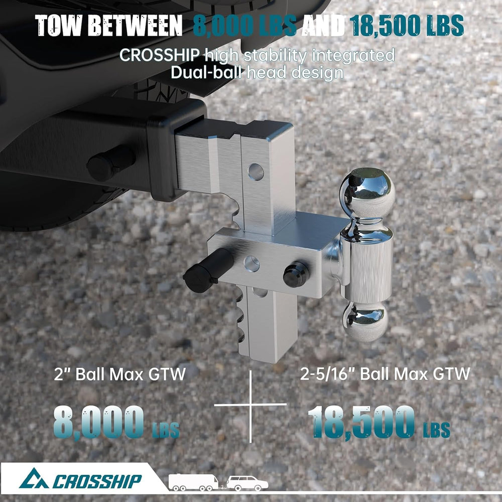 Adjustable Trailer Hitch - Heavy Duty Aluminum Drop Drawbar Hitch - Fits 2.5&...