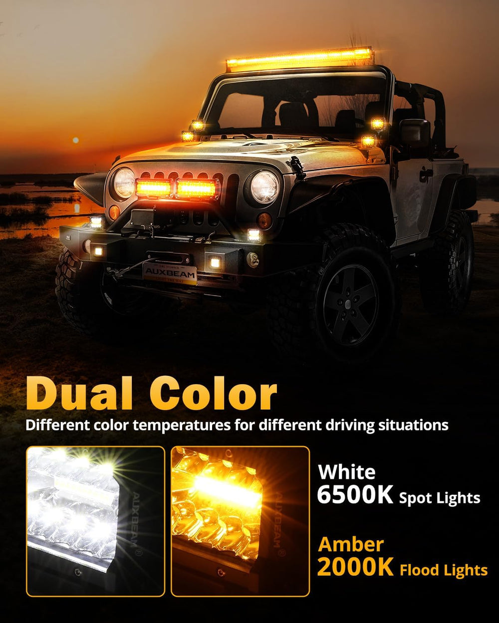 Auxbeam 4-Inch 120W Flashing Strobe LED Pods Off-Road Fog Light Bars 2-Pack