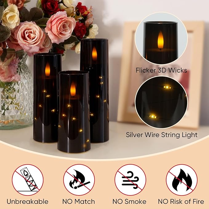 Raycare Flameless Candle with Remote Timer – 9 Flickering Acrylic Battery Ope...