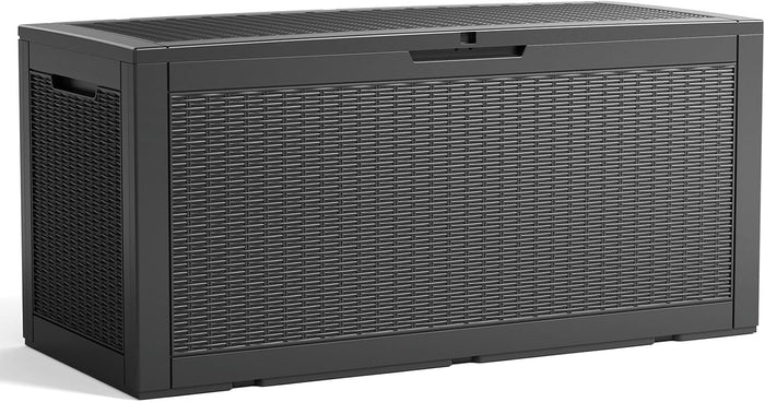 125 Gallon Outdoor Storage Box, Large Waterproof UV Resistant Deck Box, Lockable Storage Container for Patio Furniture Cushions Garden Tools and Pool Accessories(Black, 125 Gallon)