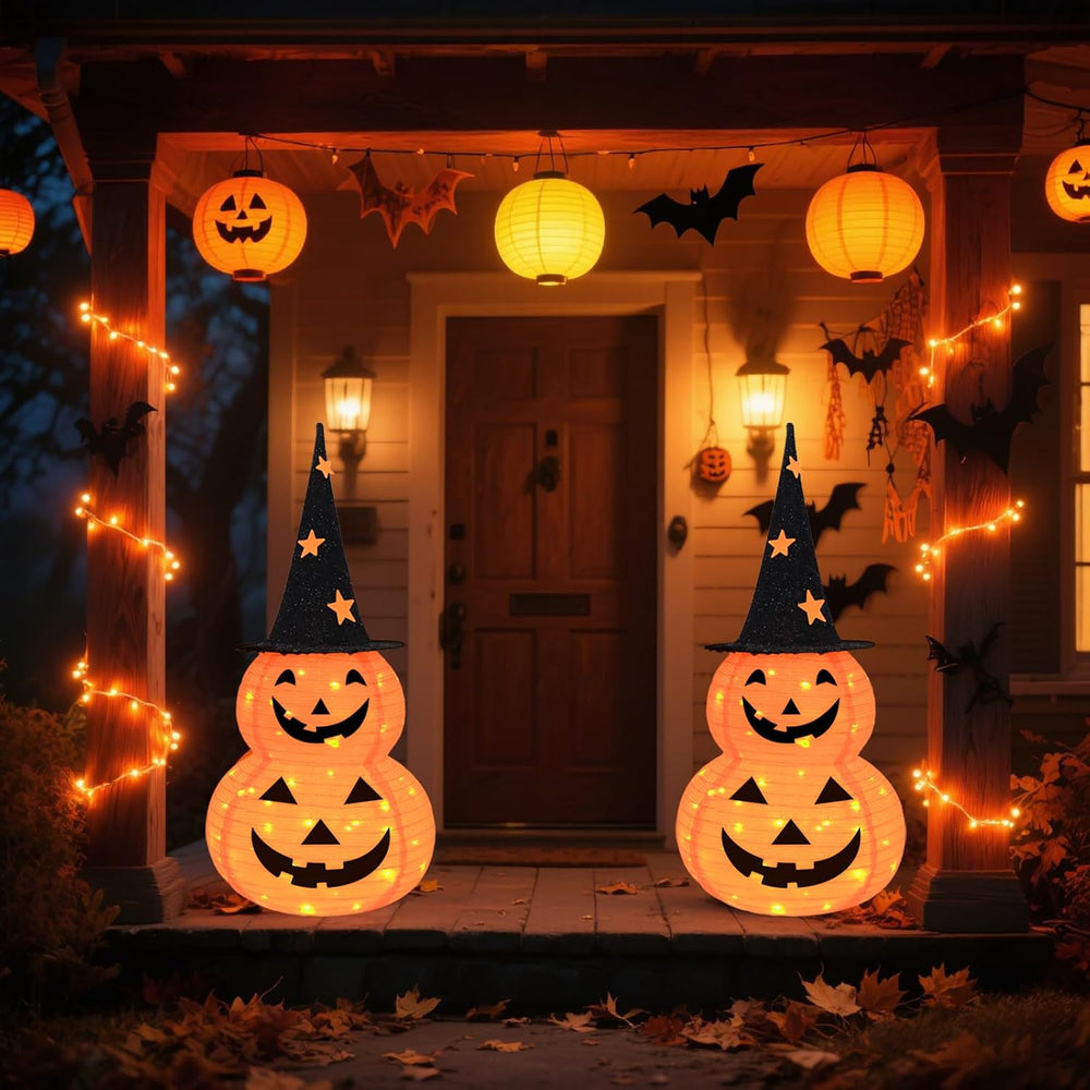 3FT Pumpkin Halloween Decorations Outdoor, 8 Modes Battery Operated Pumpkin D...