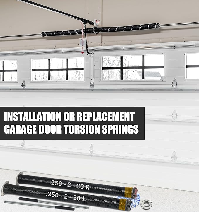 Garage Door Torsion Spring Set, Pair of 2" Electrophoresis Coated Garage...