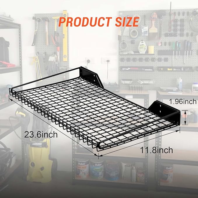 Wallmaster Heavy Duty Garage Wall Shelving 4 Pack 23.6"x11.8" Metal...