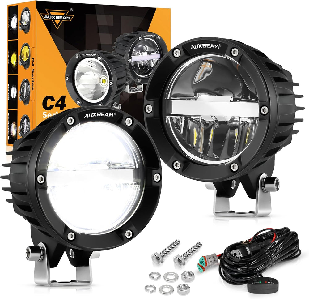 Auxbeam 4'' 100W Offroad Light, C4 Series Driving Pod with Hi/Lo/Comb...