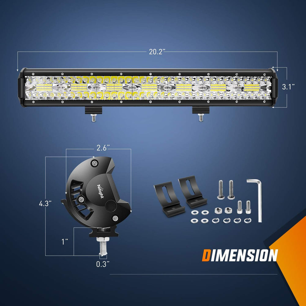 Nilight 20 Inch 420W Triple Row Flood Spot Combo Led Light Bar 4PCS 4Inch 60W...