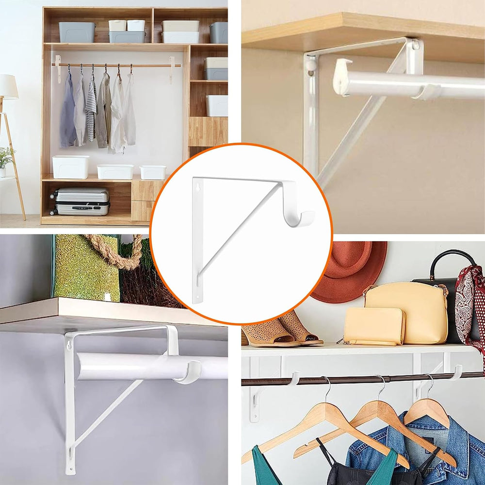 8 Pack Heavy Duty Closet Shelf & Rod Brackets, Wall Mounted Closet Shelf ...