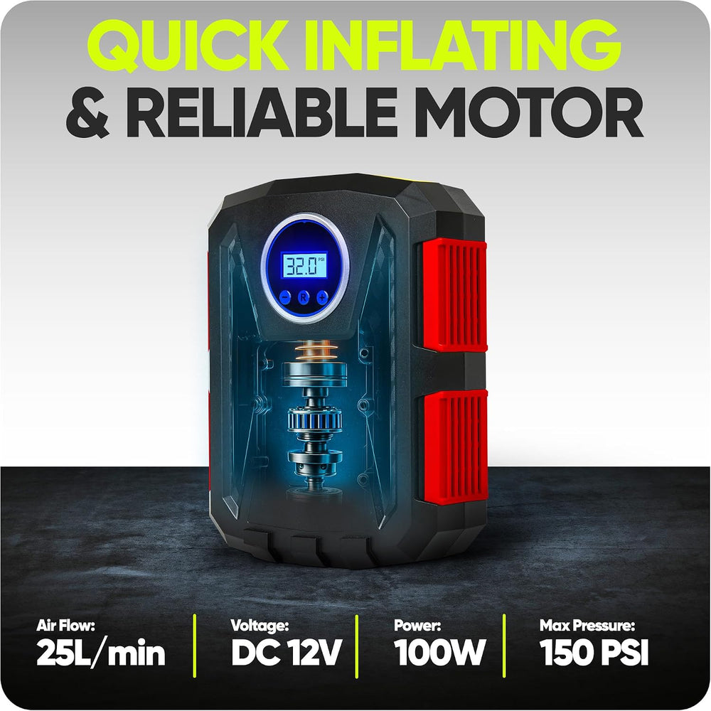 FORTEM Tire Inflator Portable Air Compressor - Air Pump for Tires & Bikes