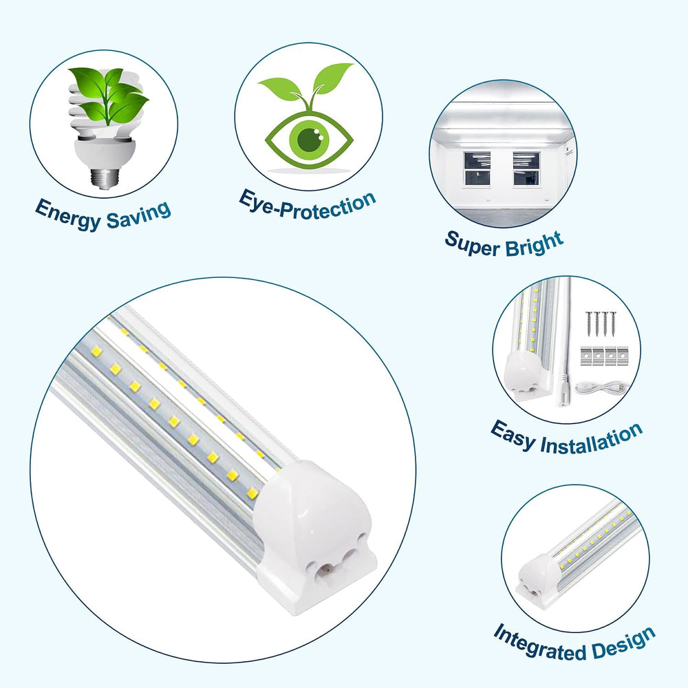 SZSKYING 25 Pack 8FT LED Shop Lights, 72W 7200LM 6500K, Daylight White, T8 In...