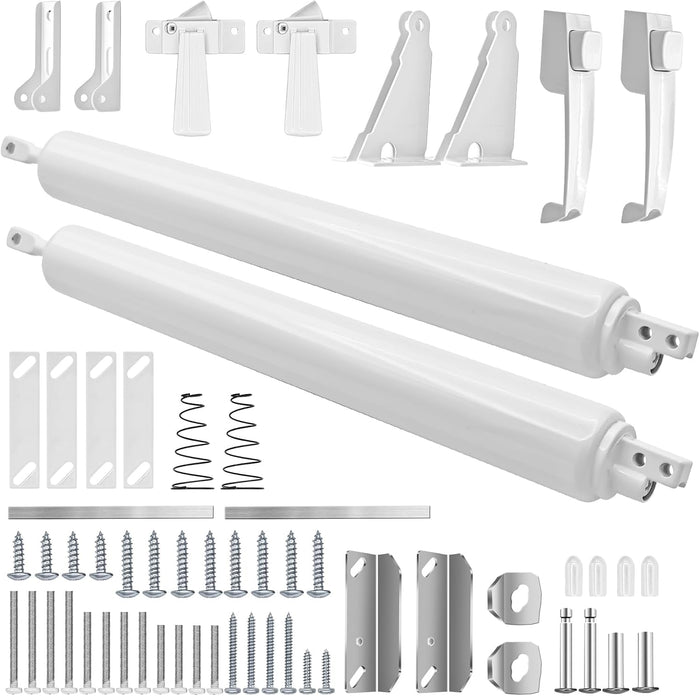 2 Sets Storm Door Closer Screen Door Shock Replacement Screen Doors Hydraulic Arm Replacement Heavy Duty Pneumatic with Handles Adjustable Closing Cushion Speed for Storm Screens Security Doors, White