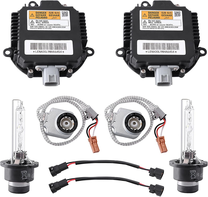 2 Set Xenon HID Ballast Headlight Control Unit with Igniter & D2S Bulb Compatible with Nissan Altima Maxima Murano 370Z 350Z G35 G37 FX35 FX45 QX56 QX70 QX80 Replace 28474-89904 28474-8991A