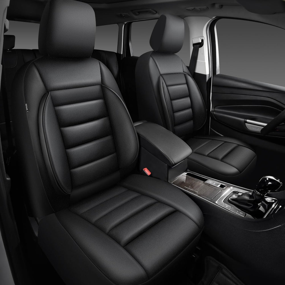 CAR PASS Faux Leather Car Seat Covers Front Seats Only, 3D Foam Support Car S...
