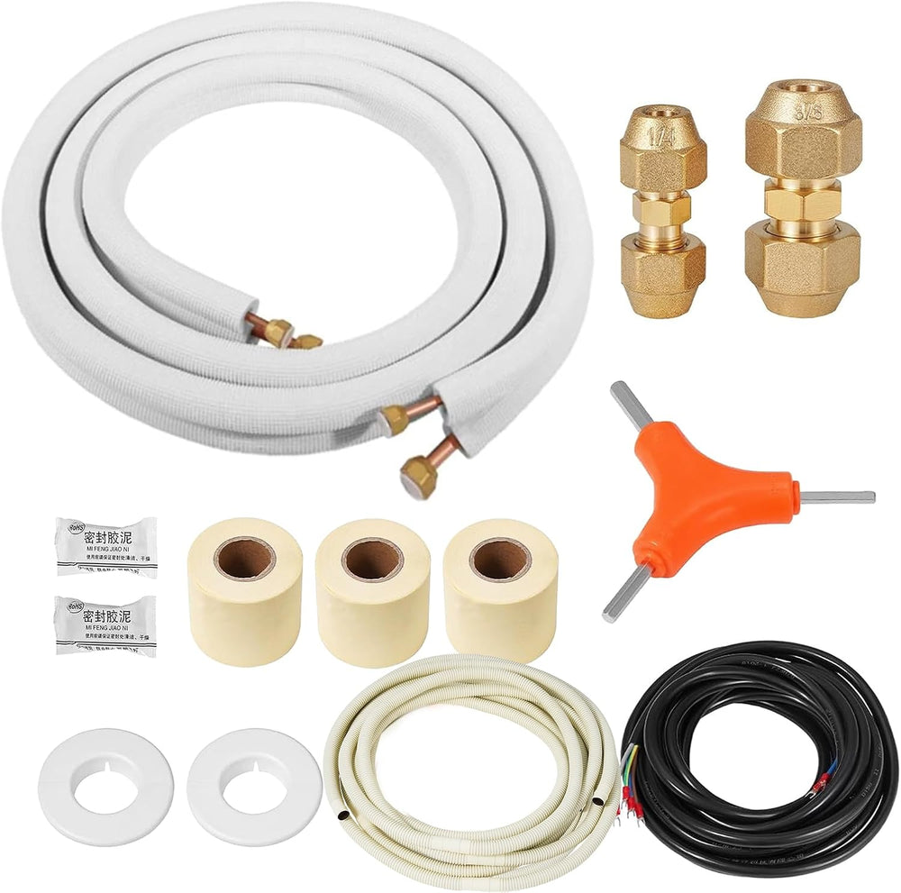 10 Ft Mini Split Line Set, 1/4"& 3/8" 0.D. Flared Copper Tubing...