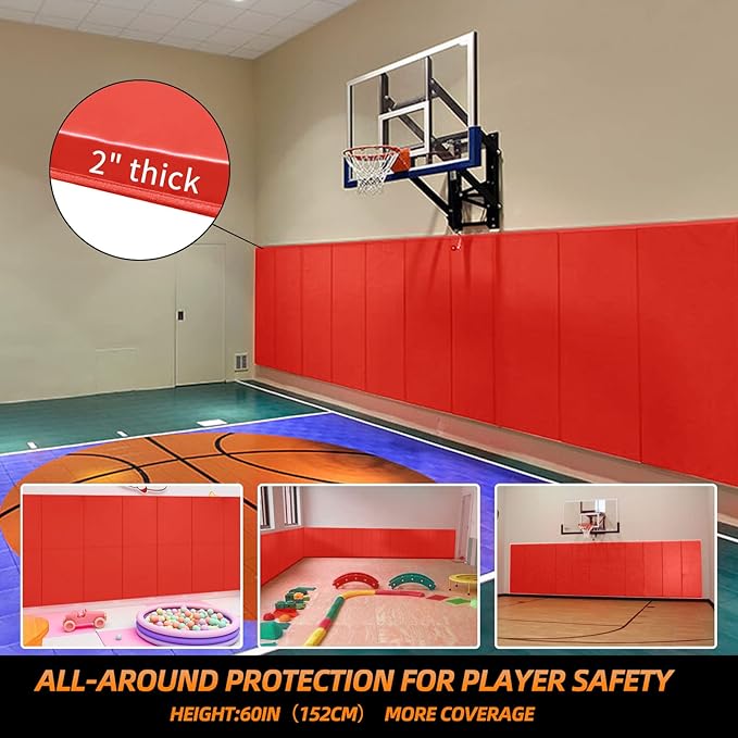 PROGOAL 2"/4" Thick Foam Protection Wall Pad，Gym Basketball-Court