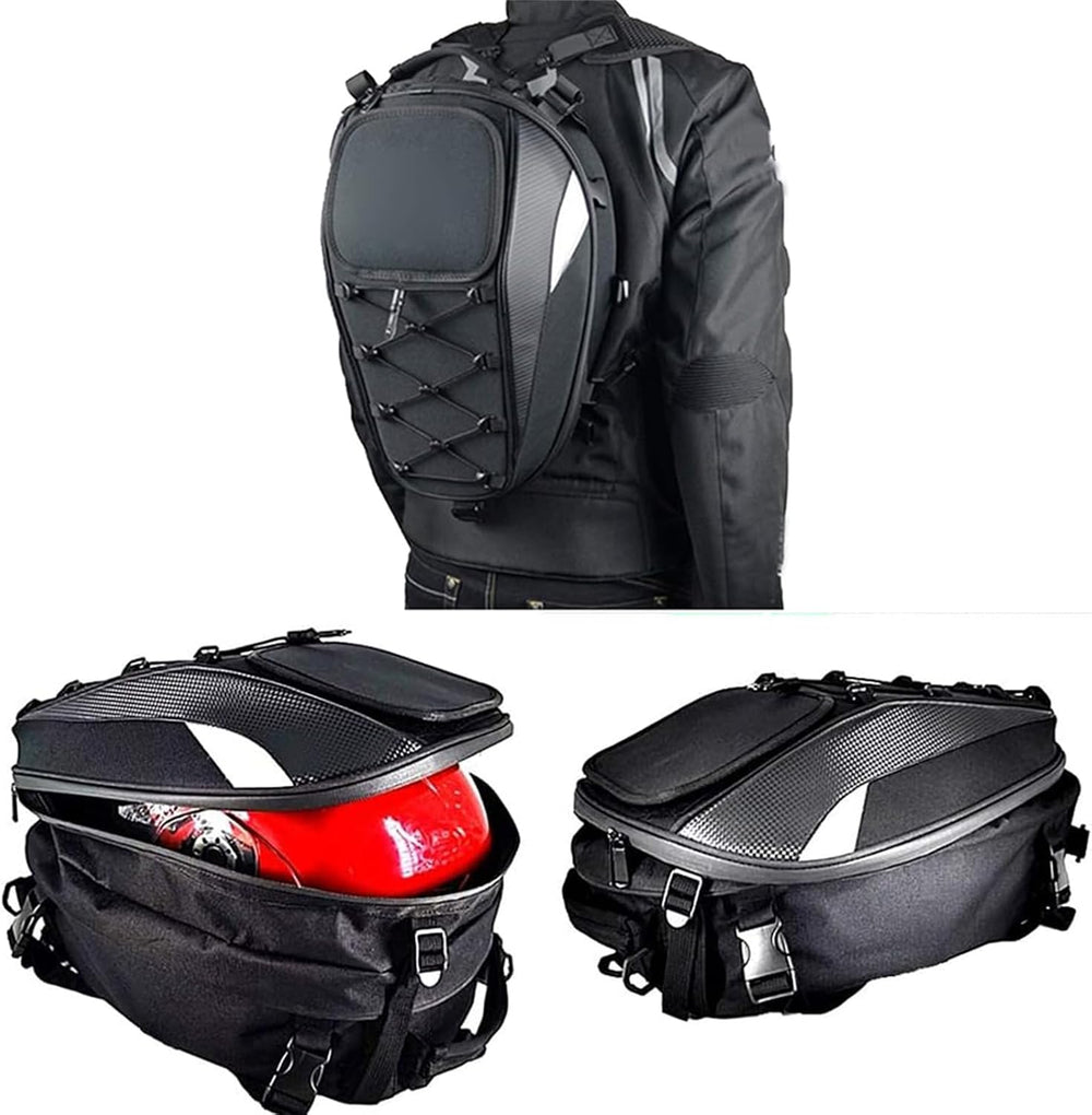 Motorcycle Tail Bag,Waterproof Seat Bag,Dual Use Backpack With Cargo Net | Ex...