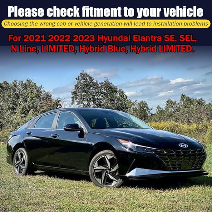 Rain Guards for Hyundai Elantra 2021 2022 2023, Tape-on Side Window Deflectors