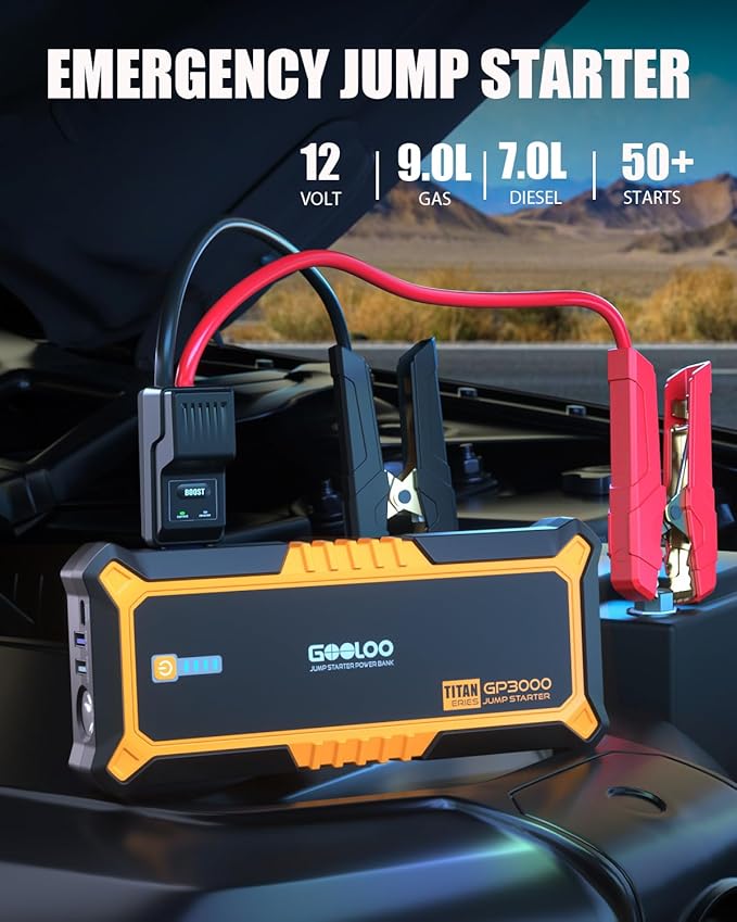 GOOLOO GP3000 3000A Jump Starter, 12V Car Battery Jump Starter