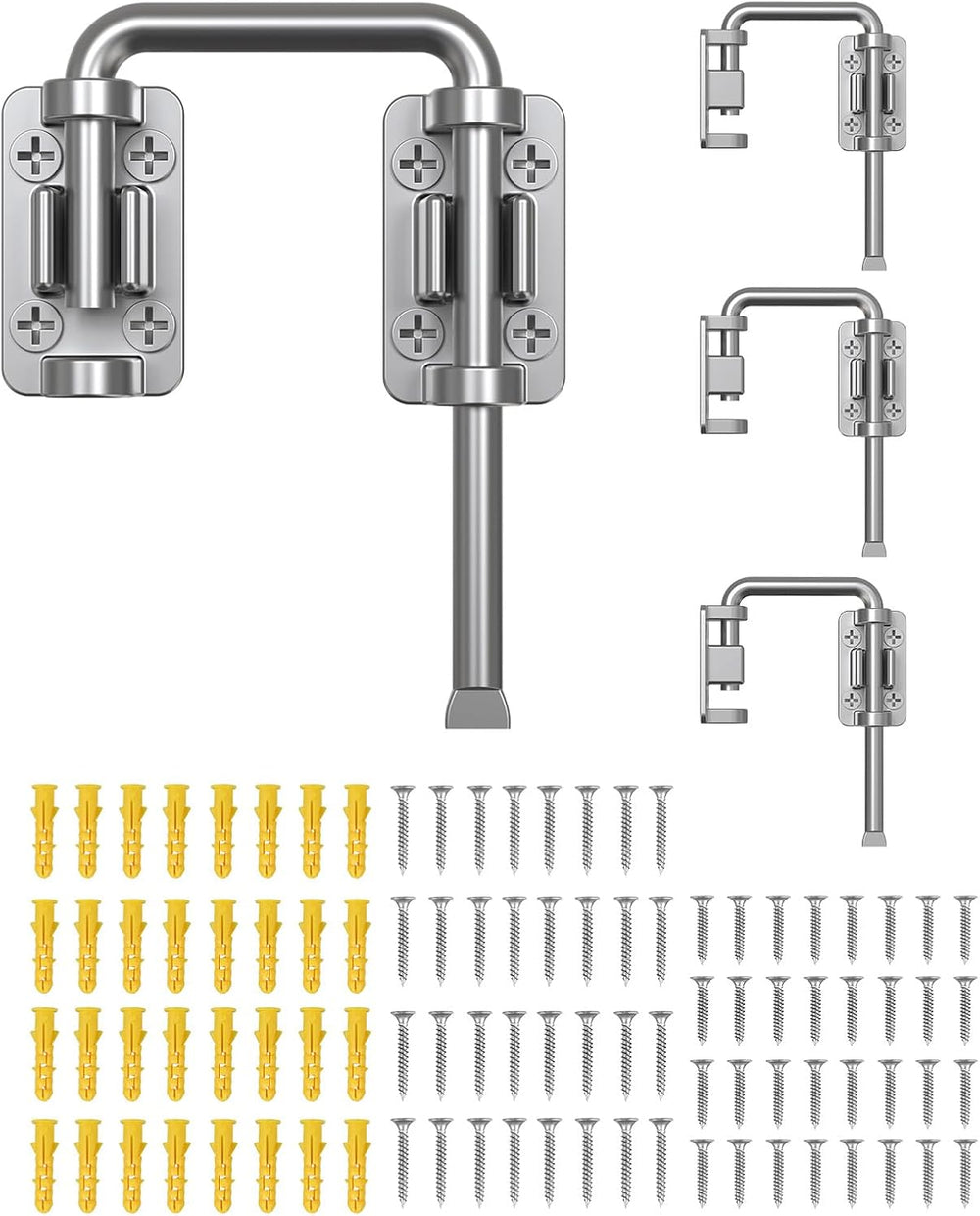 2.36 Inch U Patio Sliding Door Loop Lock Latch, Silver-4 Pcs