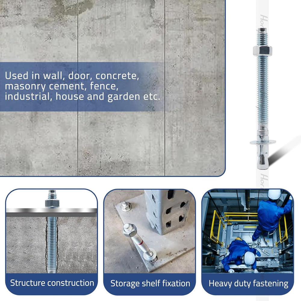 3/8 Concrete Anchors, 3/8 Wedge Anchors Bolts, 4-1/2" L, 30 Pcs